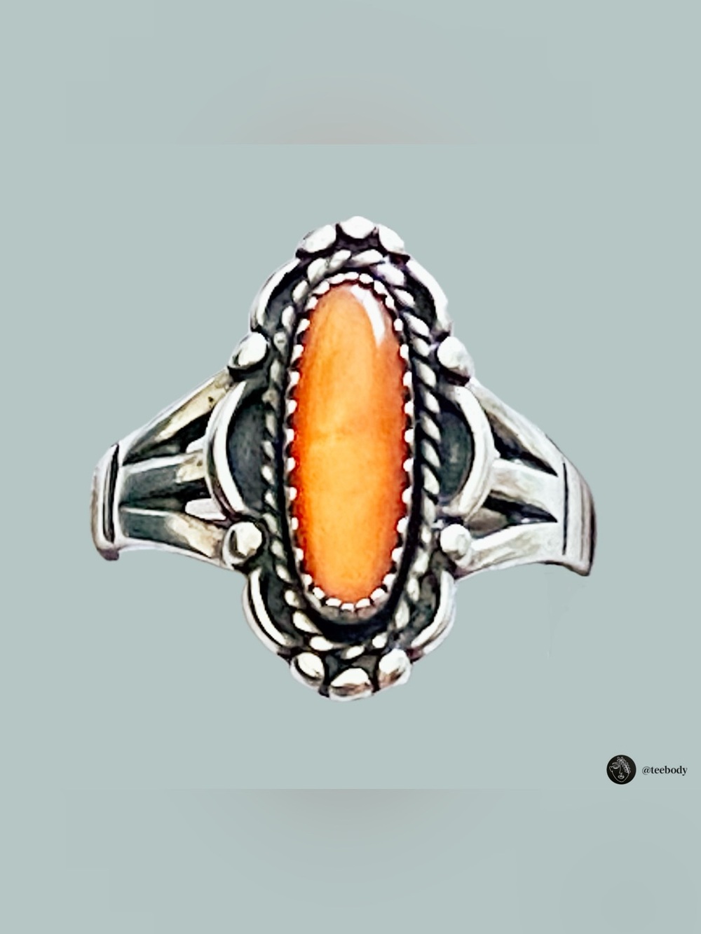VTG NWT Wheeler Mfg WMCO Southwestern Sterling Silver Orange Paua Shell Ring